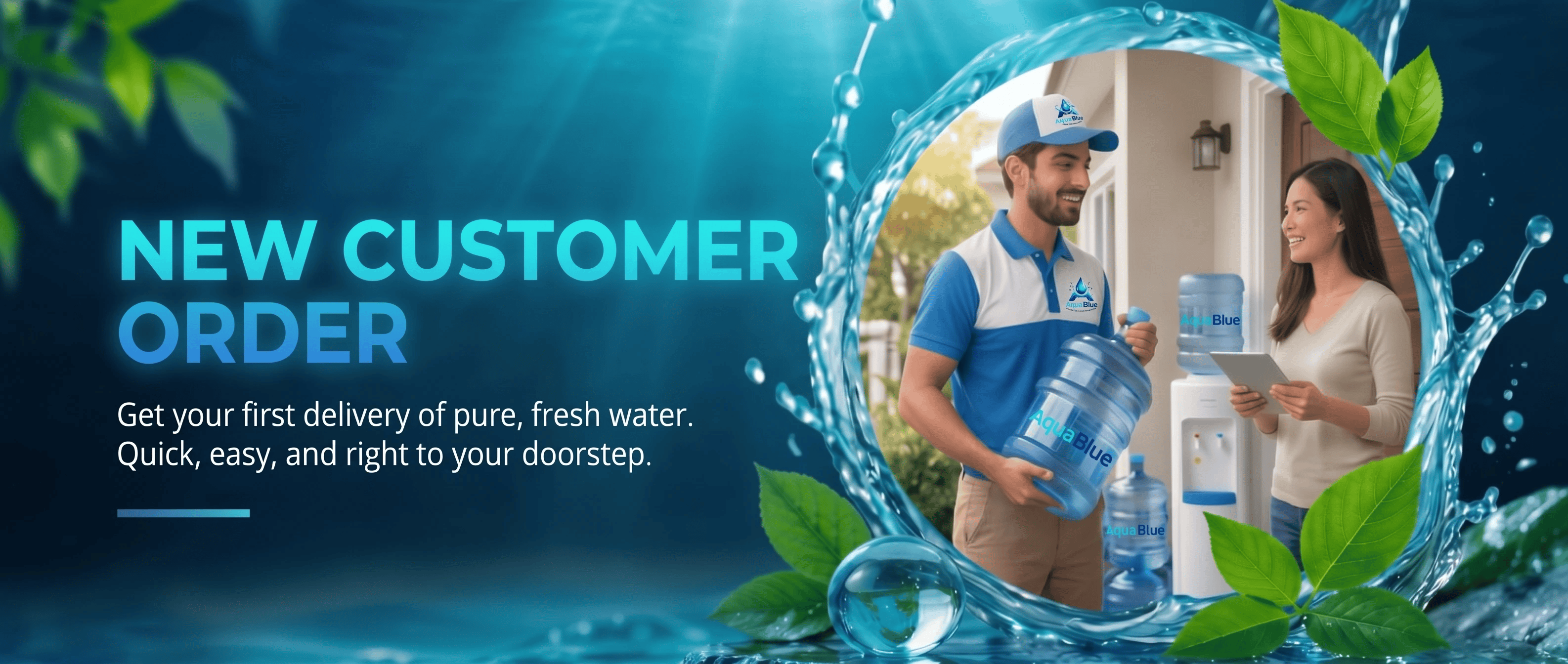New customer order: quick and easy Aqua Blue water delivery